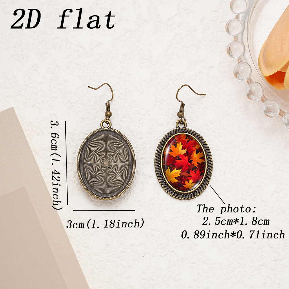 Time Gem Glass Earrings with Gradient Maple Leaf Pattern